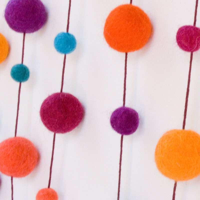 Jewel Tones Wool Felt Ball Garland - 4 yards - 60 balls 1cm/2cm