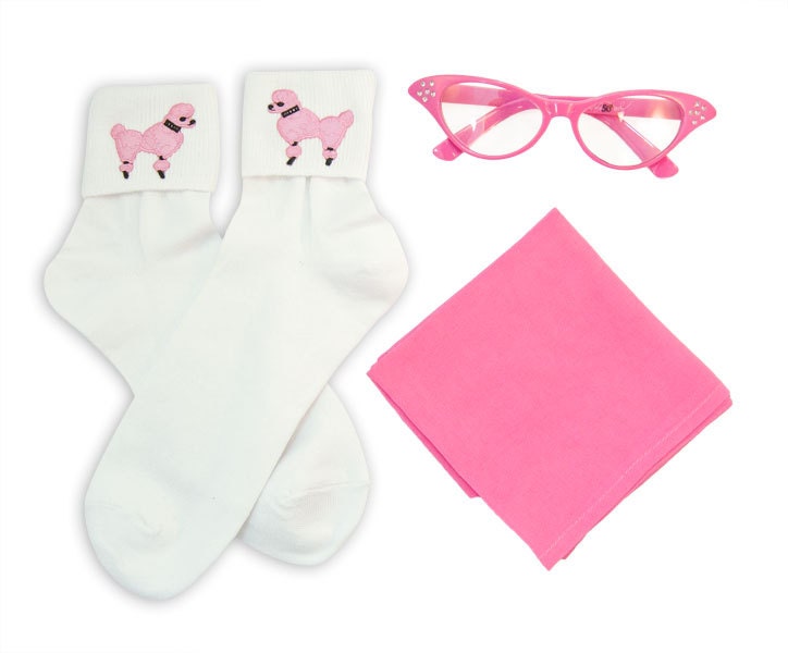 Child 3 pc. HOT PINK 50's Acc. Set - socks glasses scarf