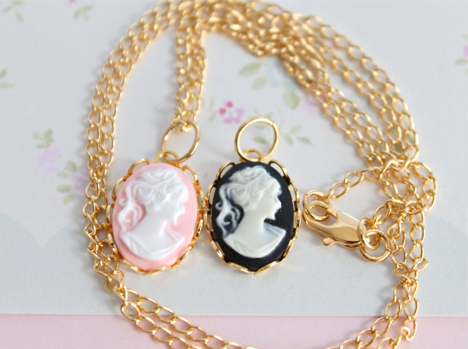 No 2. - Pink & Black  - Necklace SET