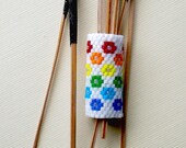 Rainbow Flowerpot - Peyote Stitch Dread Cuff / Bead / Sleeve