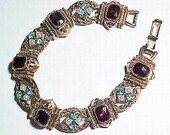 Vintage Signed "ART" Victorian Revival Rhinestone & Pearl Bracelet