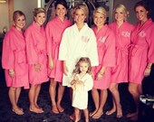Bridesmaids Robe Monogrammed waffle weave personalized embroidered