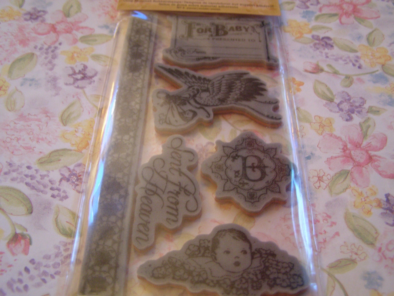 Sent from Heaven from Graphic 45 Hampton Art Red Rubber Cling foam-mounted Stamp 6 pieces