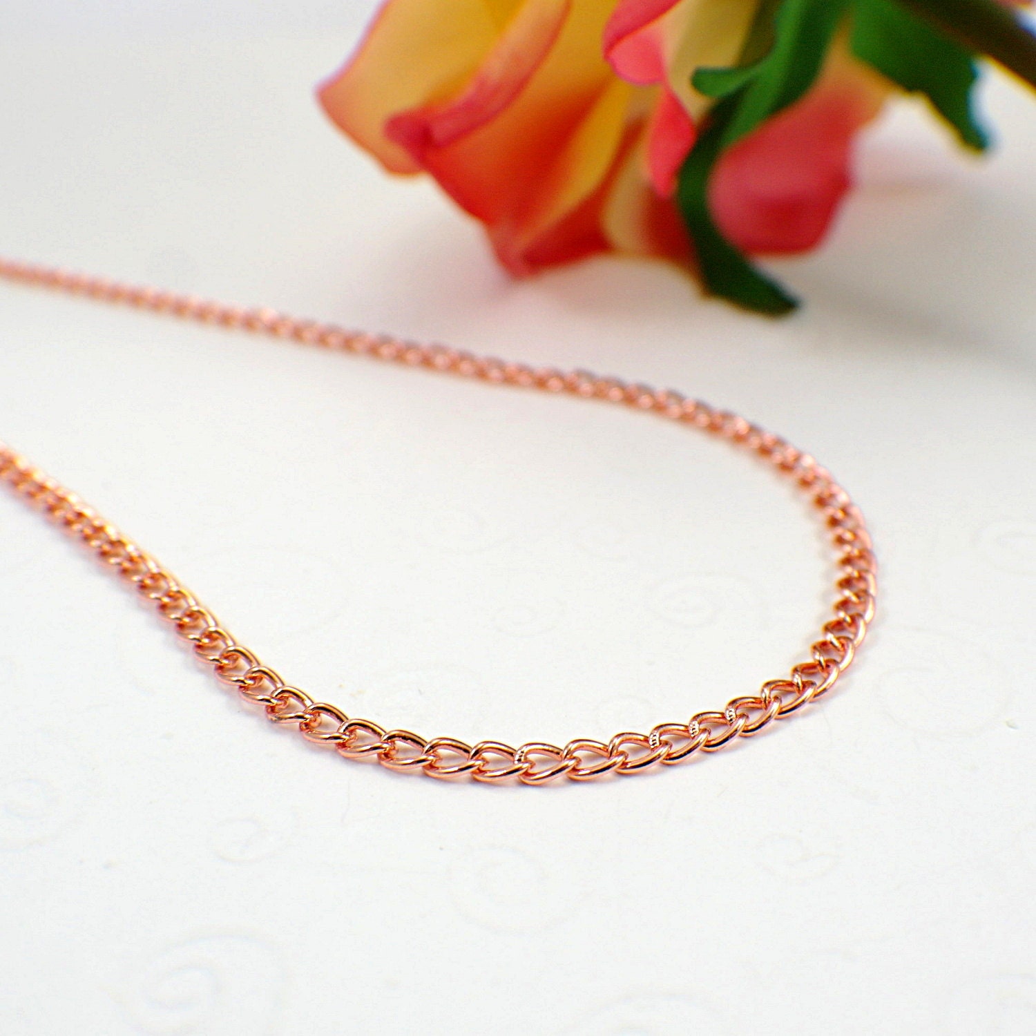 16 or 18 inch necklace chain copper 3.5mm curb finished