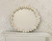 Dollhouse Miniature Shell Embellished Mirror Round Beach Seashells Shore White One Inch Scale