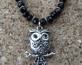 Basic Black Owl Pendant Necklace