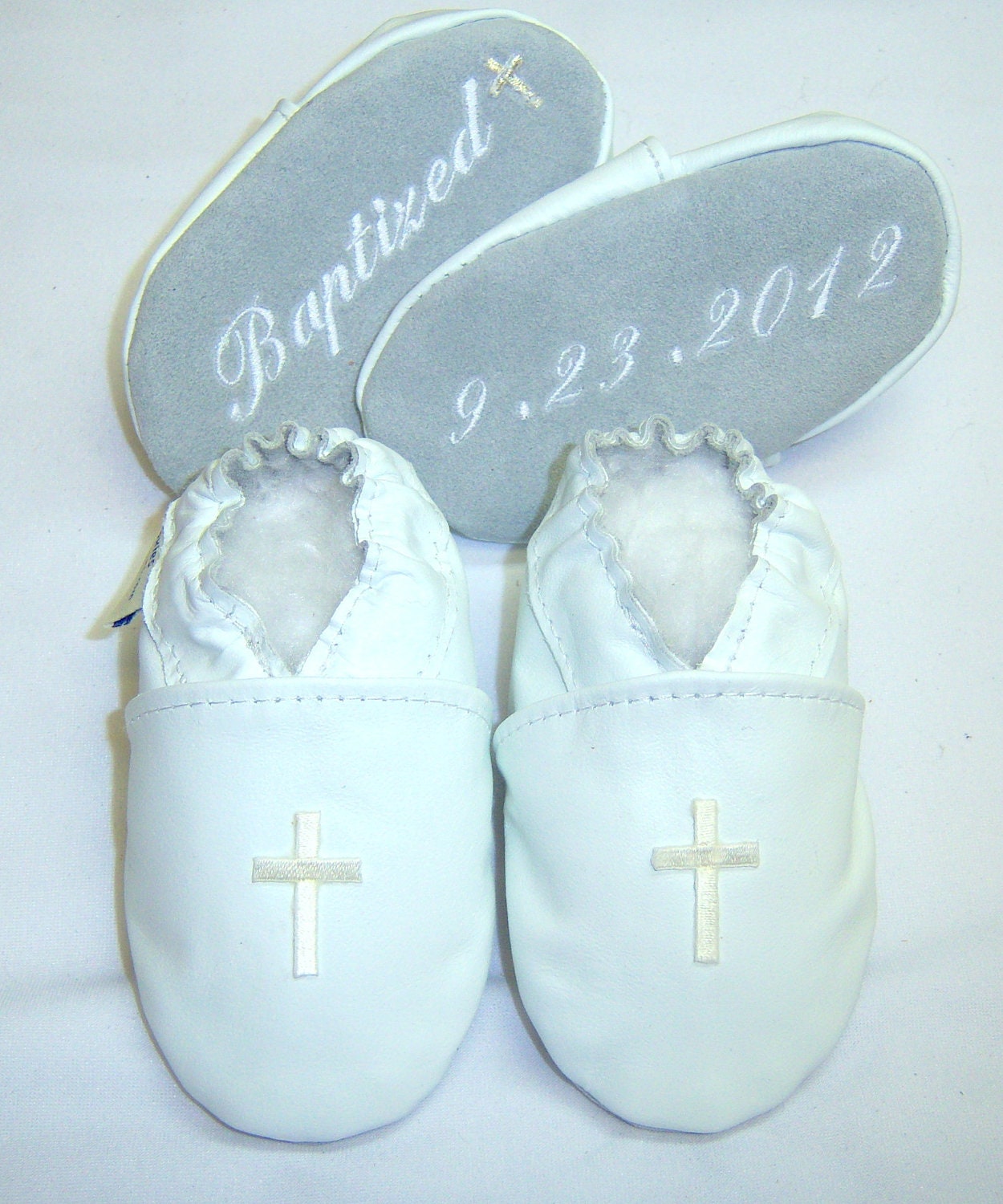 white leather Baptism Shoes