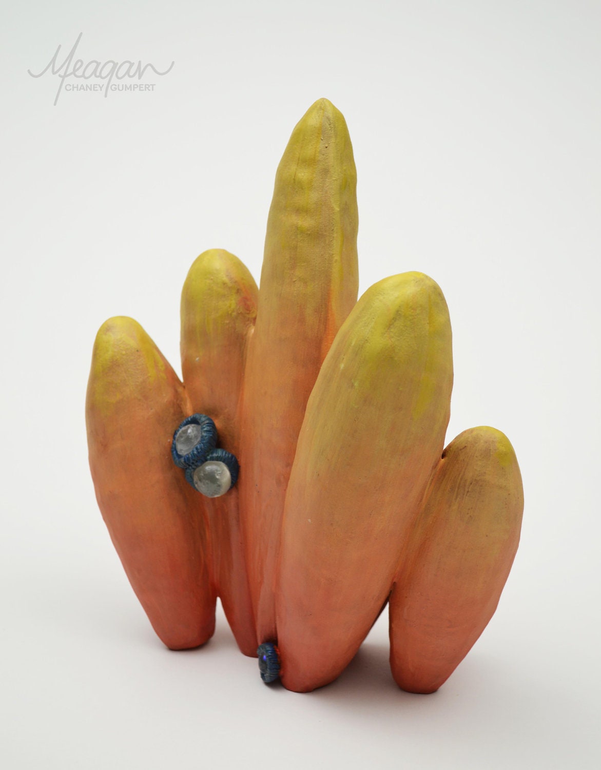 Mixed Media Sculpture - inspired by nature, abstract, yellow and orange, (by Meagan Chaney Gumpert)