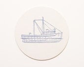 Boat Coaster - Letterpressed 4" Round Coaster