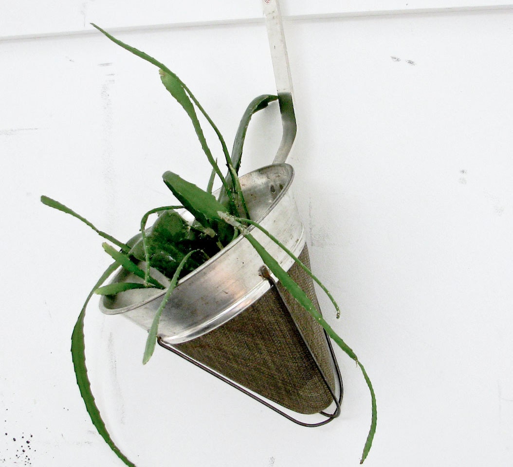 Vintage Planter - Repurposed Strainer