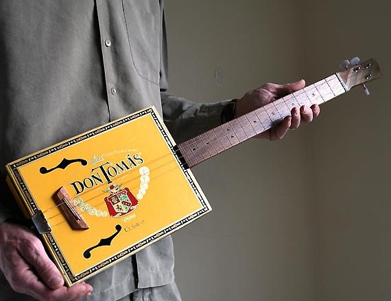 Cigar Box Guitar No. 54 Don Tomas Acoustic & Electric Combination 3 String Guitar - Ready to Ship