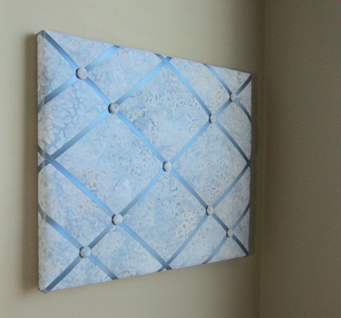 16x20 French Memory Board or Bow Holder Silver Blue Batik
