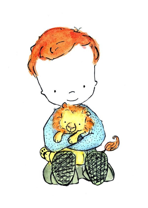 Lion Boy red haired 8x10 Children's Art Print
