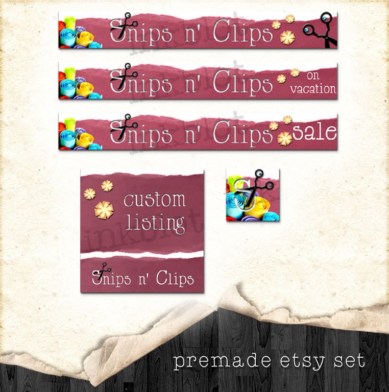 Snips N Clips Etsy Shop Set- Shop banner set