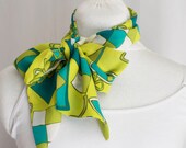 green print poly scarf