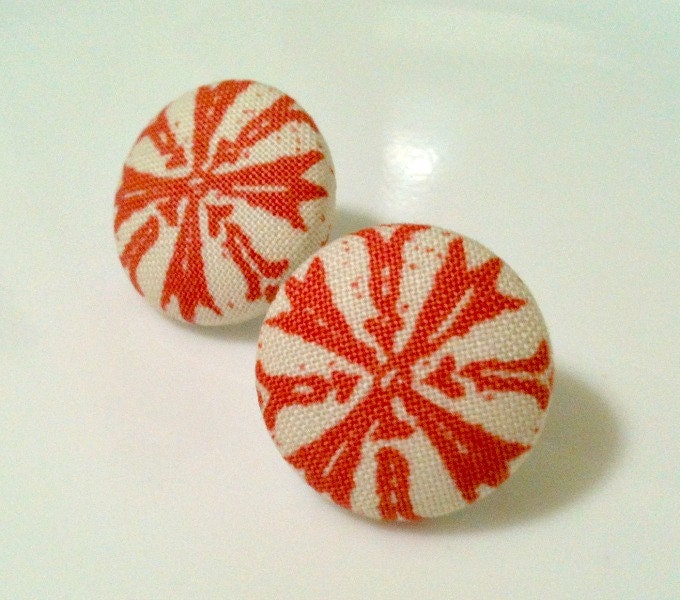 peppermint - fabric button earrings