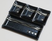 Contemporary Black Silver Gold Plate Set, Home Decor, Sushi Set, Fused Glass Plates, Housewares