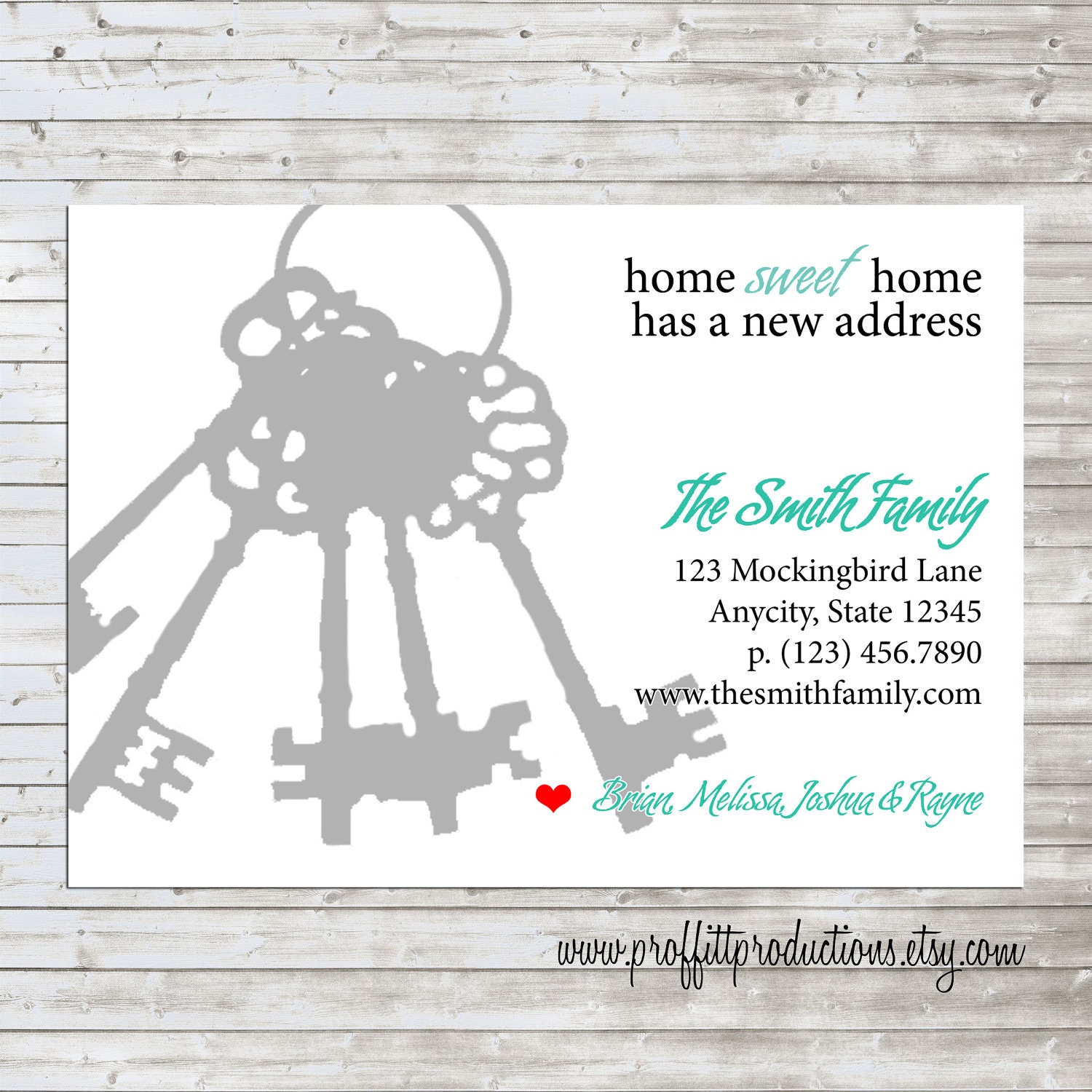 Vintage skeleton keys custom change of address or moving card - digital file