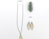 Birch bark wedding necklace and earring sets