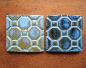 Geometric Tiles-3X3-Two Blues-Coasters-Made to Order