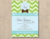 PRINTABLE - 5x7 Chevron Little Man Baby Shower Invitation