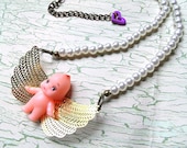 Darling Kewpie Doll Cupid Angel Pearl Necklace