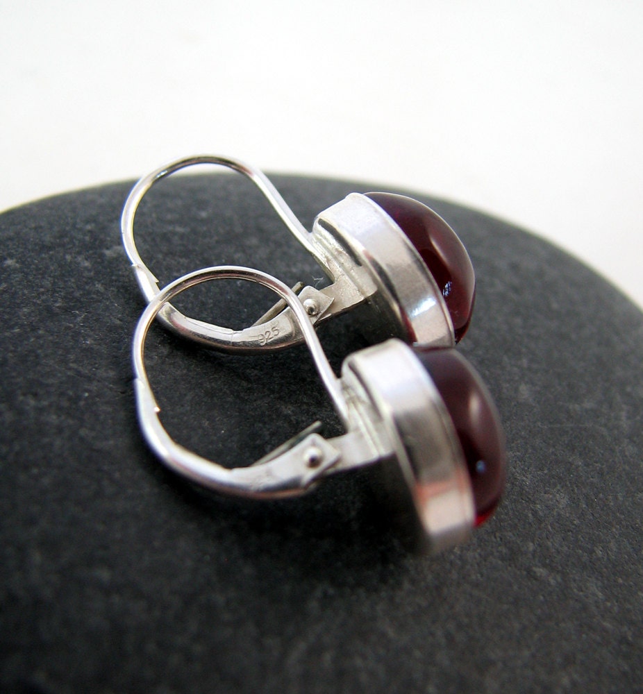 Orange Glass Earrings - Modern Sterling Silver Leverbacks - Midsummer Bonfire