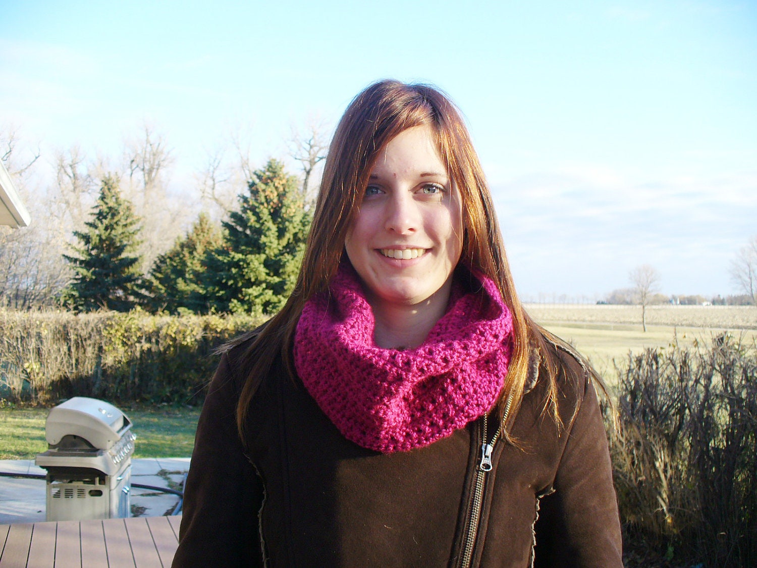 Soft and Light Crocheted Cowl in Purple