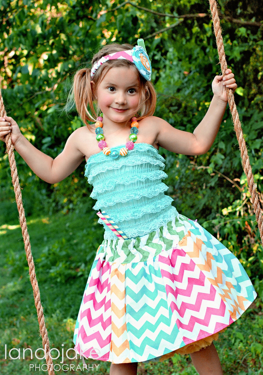 M2M Palm Tree Princess Chevron Skirt Chunky Necklace for Girls