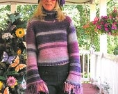 SALE A Sweater and Hat Set in Variegated Yarn - "Purple Passion"