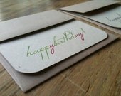 4 Mini Stationery Sets . notecards with kraft envelopes . greeting card . happy birthday yay