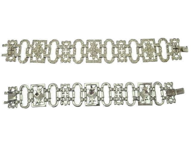 Art Deco Bracelet Wide Vintage Rhinestone Original Book Piece 1920s Wedding Jewelry