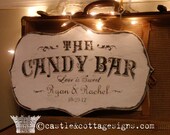 The Candy Bar custom sign old world font Vintage with Custom Names Bride and Groom Wedding date