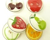 6 SMALL  Fruit Handmade Sewing or Scrapbooking Buttons. 1/2" or 15 mm.