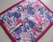 Michael Miller castles and unicorns TRAVEL chalkboard mat/ placemats(a)