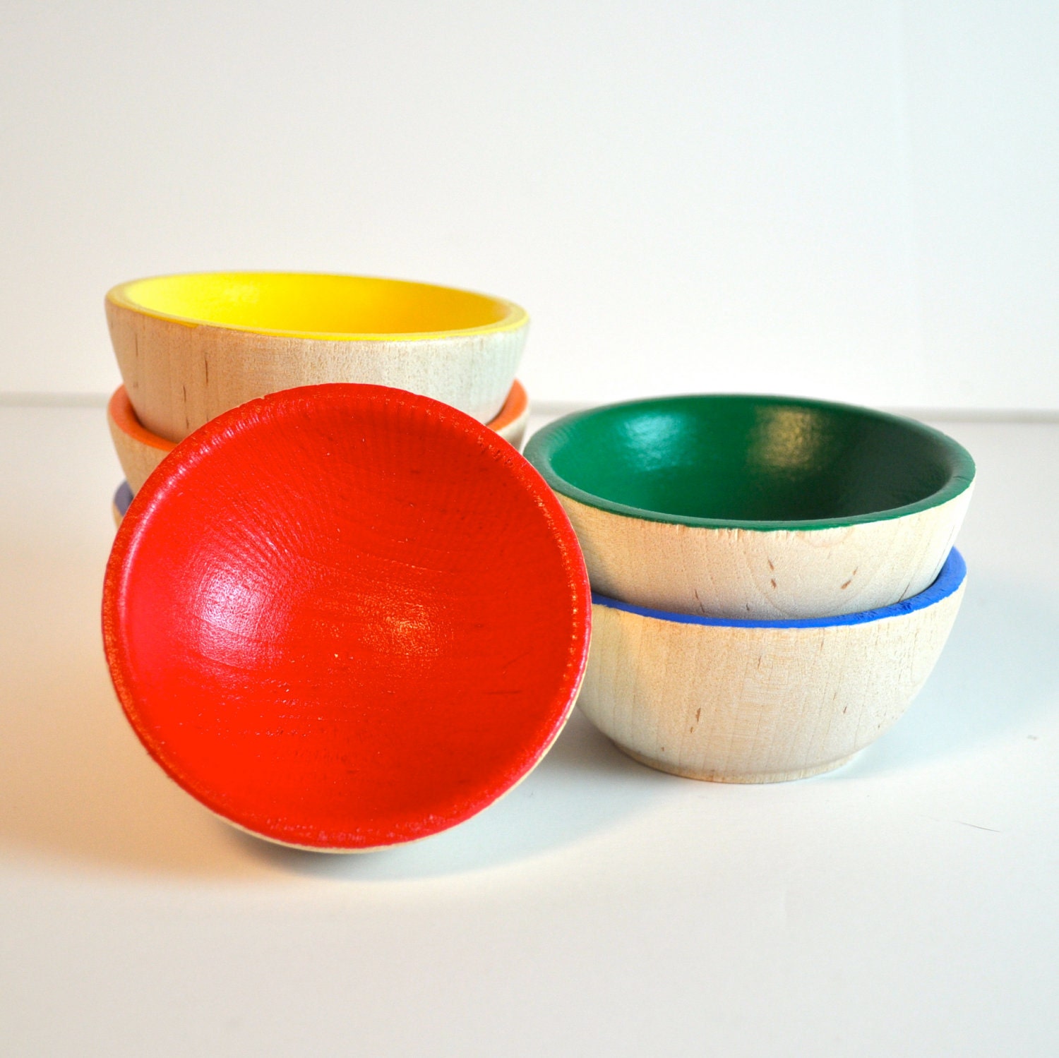 Educational Toy - The ORIGINAL Rainbow Wooden Sorting Bowls - Waldorf Toy / Wooden Toy
