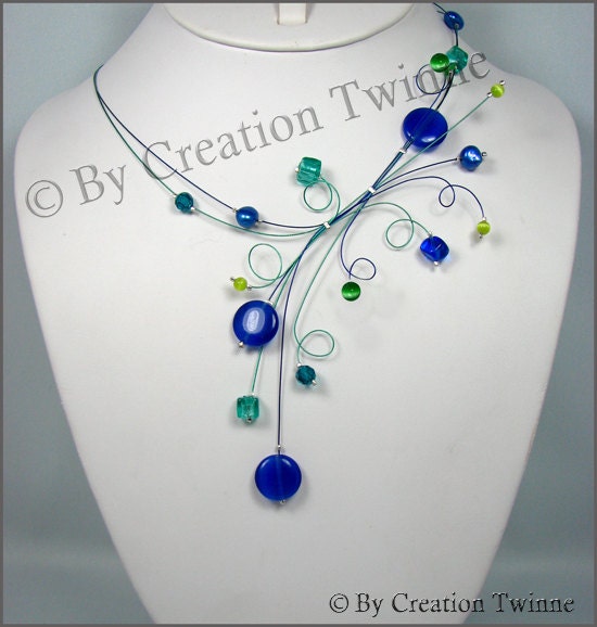 modern jewelry, royal blue necklace,wedding necklace, evening necklace, bridesmaids gift, funky necklace, contemporary necklace, mother gift