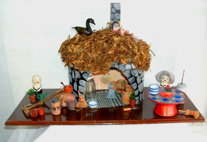 Cottage Diorama Fantasy the Serious sisters airing out the cottage