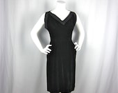 25% Off Storewide March Madness Sale  //  Vintage 60s Little Black Velvet Dress, Sz S