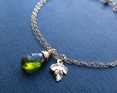 Gold birthstone Bracelet with tiny leaf charm bracelet, birthstone jewelry, Adjustable bracelet, gold fill, leaf bracelet