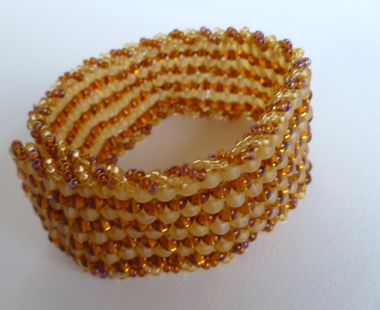 Beadwoven Bracelet- Golden stitches
