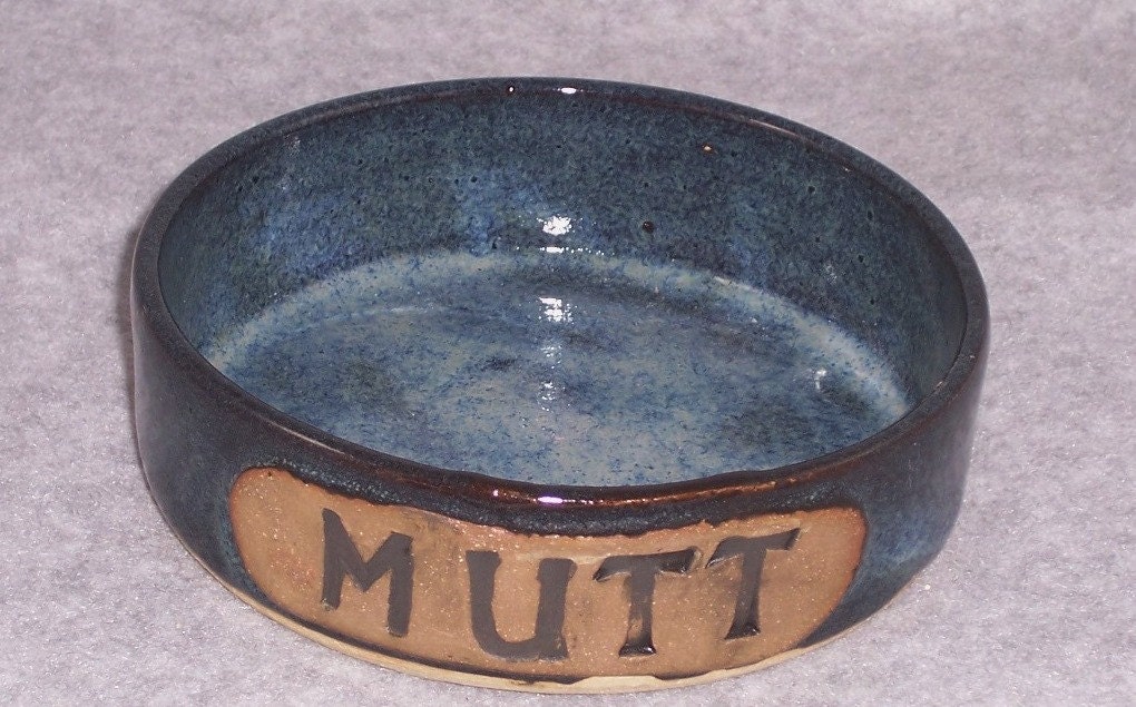 Personalized Ceramic Pet bowl Handmade Wheel Thrown Stoneware Ceramics Pottery