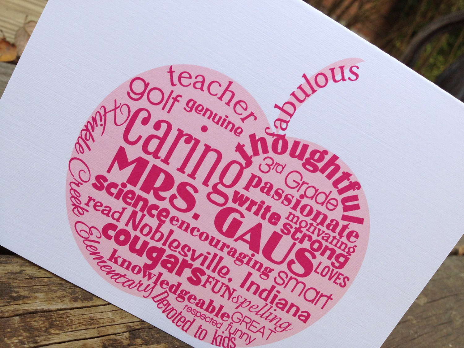 Custom Apple Words Teacher Note Cards in Pink (set of 10) Il_570xn