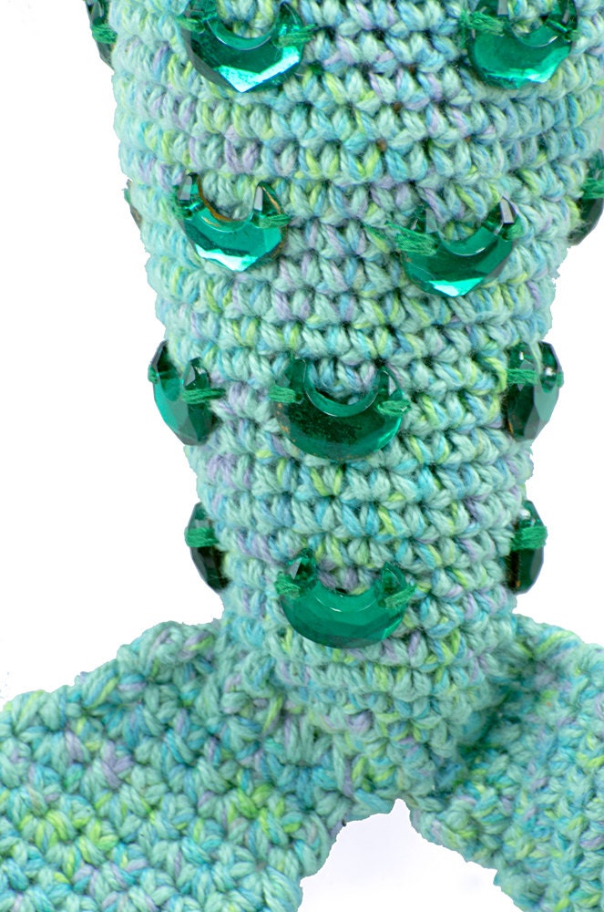 Crochet Mer-Cat mermaid cat sculpture by patti haskins