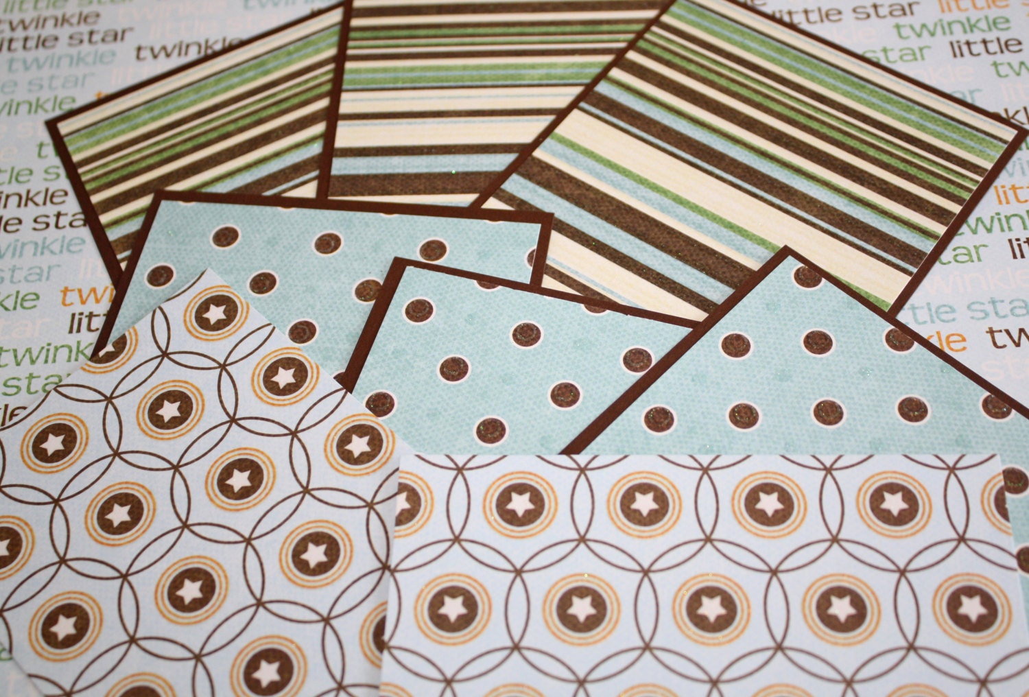 Baby Boy Premade Mat Set, Blue, Brown Green, 8 Piece, Can Be Used as Postcards, Greeting Cards