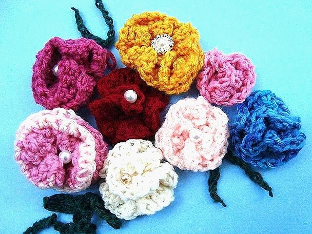 CROCHET PATTERN, rose flower, applique, num 104, easiest crochet flower pattern.