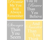 Set of Four 11x14 Winnie The Pooh Quote Prints - Kids Wall Art - Modern Nursery Decor - Choose Your Colors - Shown in Yellow, Gray, and More