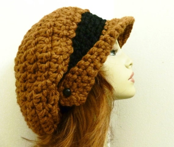 CROCHET PATTERN PDF for Winged Brim Slouchy Newsboy Hat