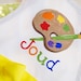 Personalized apron with artist paint palette or crayons, fits approximately 6 years to adult