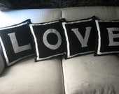 Love Pillows - Set of 4 black and white pillow covers that spell LOVE